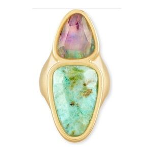 NWT Kendra Scott Margot 14K Yellow Gold Plated Stone & Glass Cocktail Ring